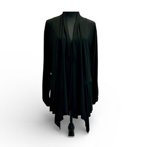 Sympli black open front long sleeve asymmetrical cardigan sweater Sz 10